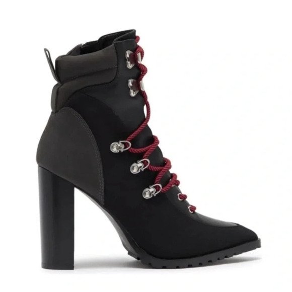 New Steve Madden Karey Black Multi Lightweight Lace Up Mid Heel Booties size 8 - Picture 4 of 13